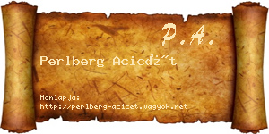 Perlberg Acicét névjegykártya